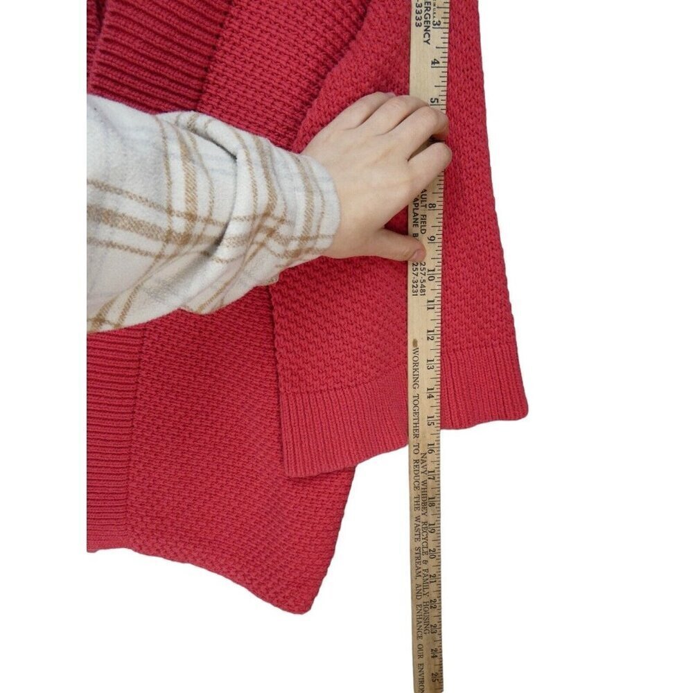 Chico's Open Knit Cardigan Sweater Pink Size 2 (L/12) 3/4 Bell Sleeve Chunky - Picture 6 of 10
